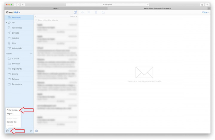 Imagem menu prefer~encias dentro do iCloud da Apple
