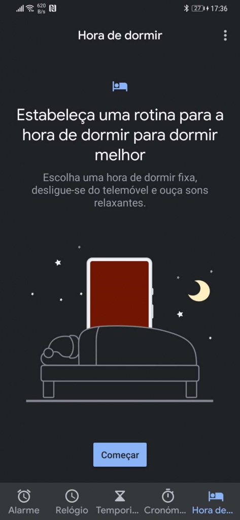 Android dormir smartphone Relógio descanso