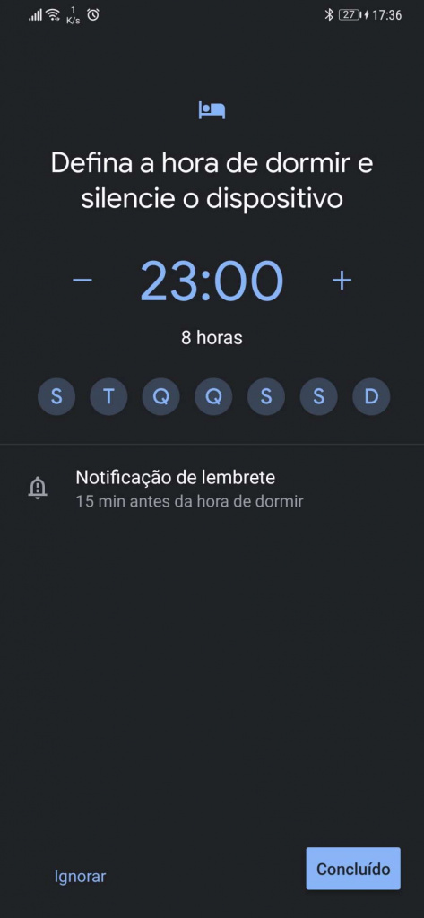 Android dormir smartphone Relógio descanso