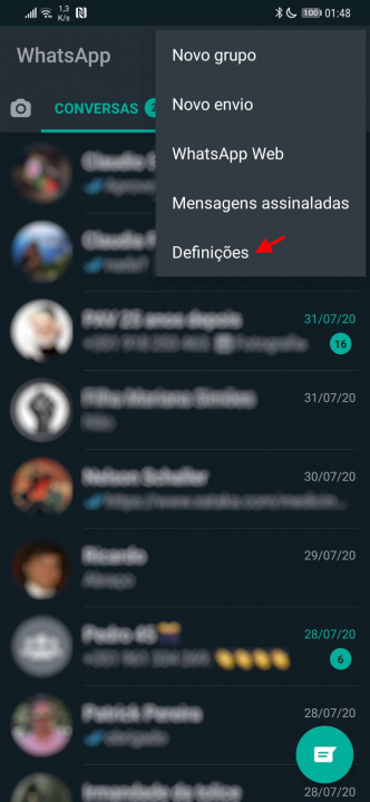 WhatsApp código QR partilha contactos
