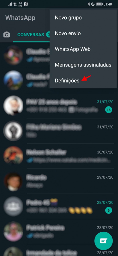 WhatsApp código QR partilha contactos