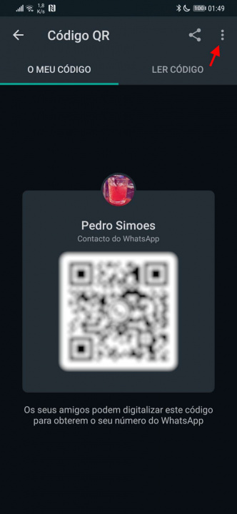 WhatsApp código QR partilha contactos