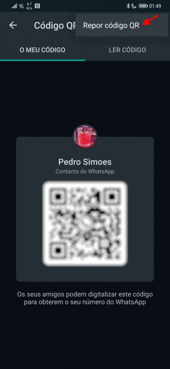 WhatsApp código QR partilha contactos