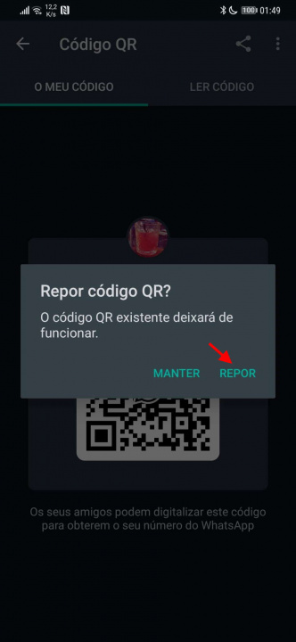 WhatsApp código QR partilha contactos
