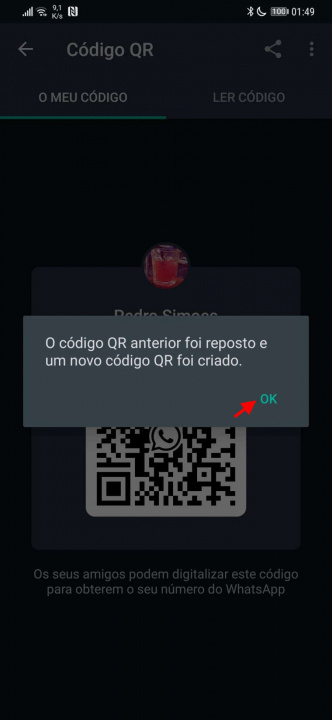WhatsApp código QR partilha contactos