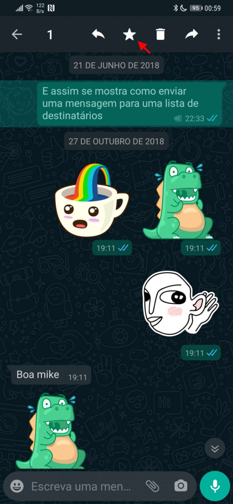 WhatsApp mensagens favoritas conversa contacto