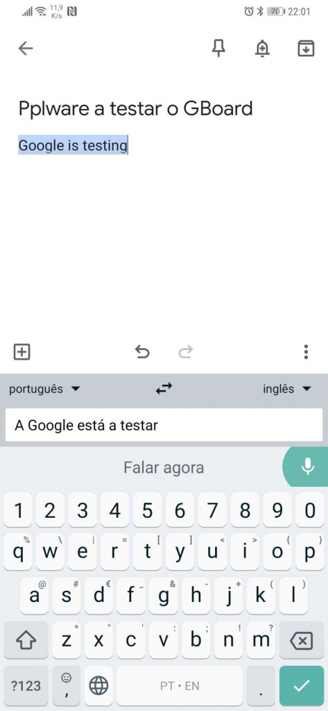 teclado Android Google traduzir ditar