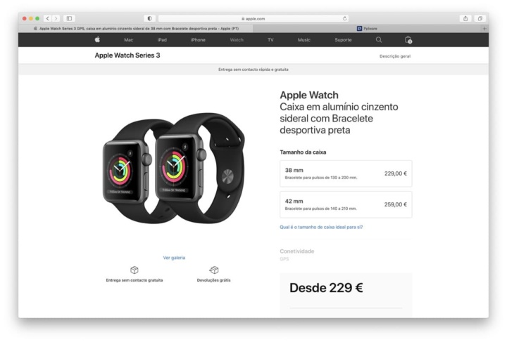 Imagem Apple Watch Series 3 com watchOS 7