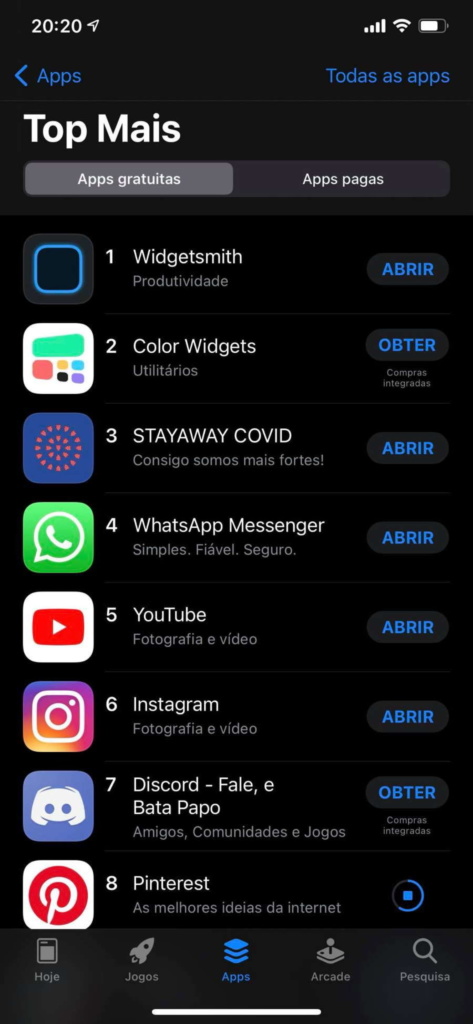 iOS 14 apps personalização iPhone app store