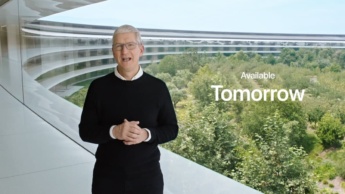 Imagem CEO da Apple a apresentar o iPhone 12