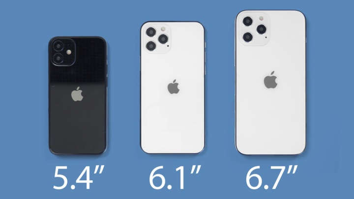 Imagem do novo iPhone 12 nas suas variáveis de tamanho