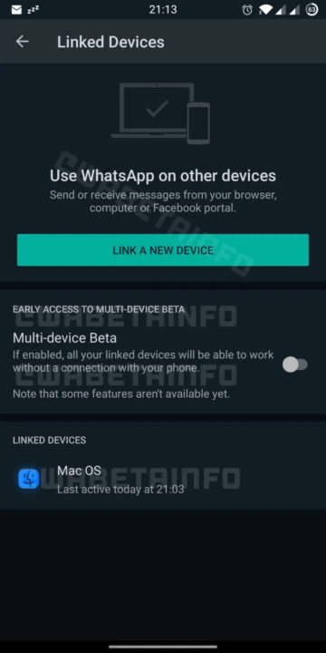 WhatsApp dispositivos testes vários versão