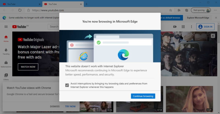 Microsoft Internet Explorer Edge browser Windows