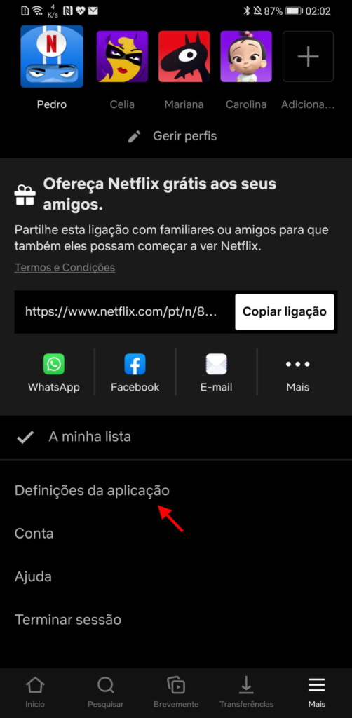 Netflix Android qualidade vídeo streaming