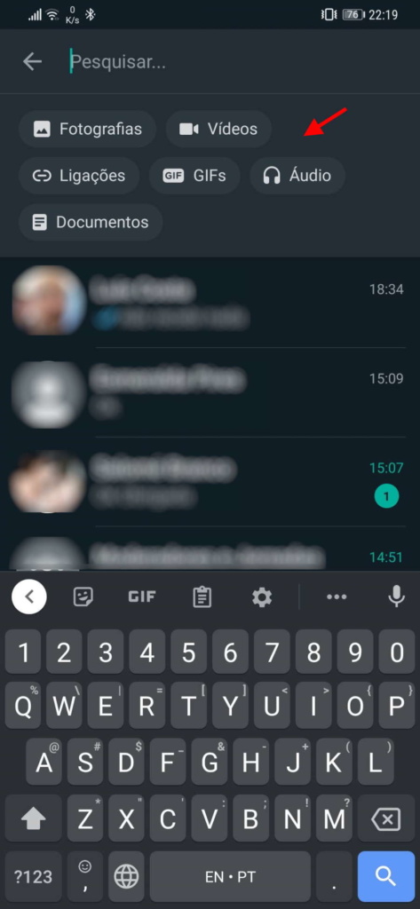 WhatsApp pesquisa imagem interface nova