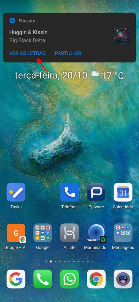 Shazam música smartphone Android notificações