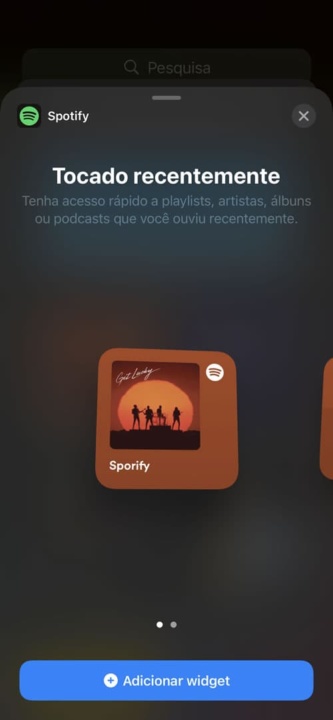 Imagem widget Spotify no iOS 14