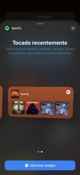 Imagem widget Spotify no iOS 14