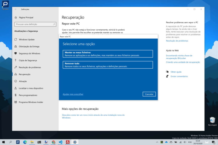 Windows 10 restaurar Microsoft problema utilizadores