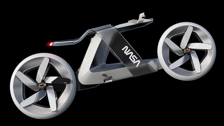Imagem de conceito da bicicleta NASA que será usada como transporte em Marte