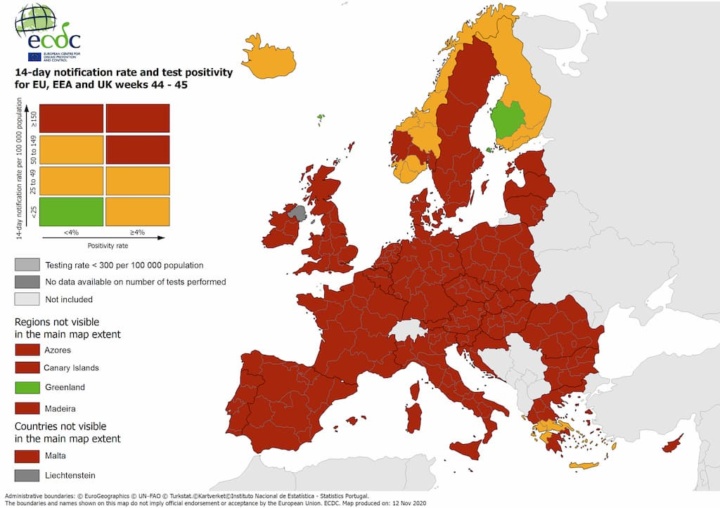 COVID-19: Mapa de Portugal está todo a vermelho