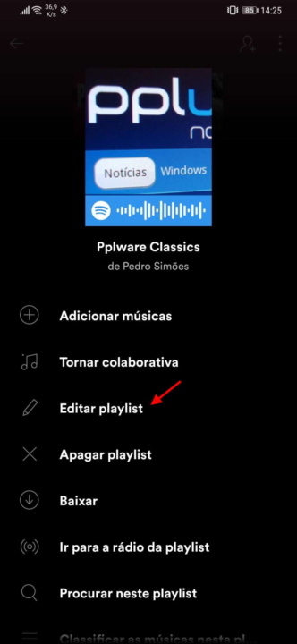 Spotify playlist editar Android música