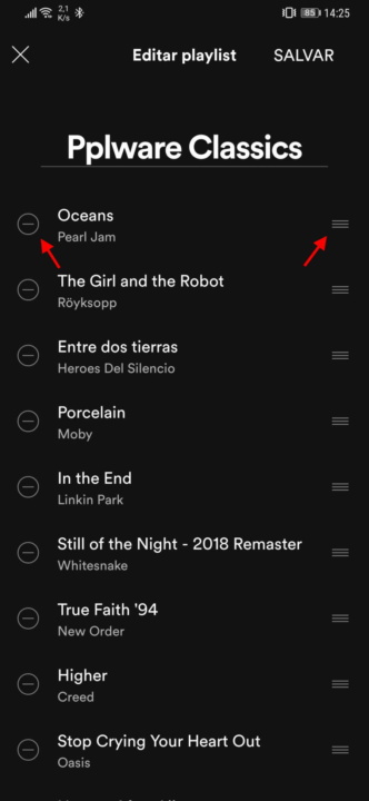 Spotify playlist editar Android música