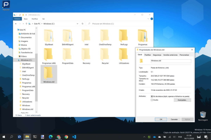 Windows 10 Microsoft versão Windows.old problema