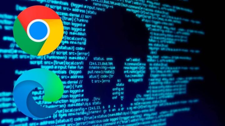 Imagem navegador Chrome e Edge coim extensões com malware