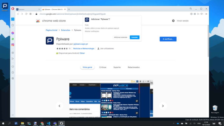 Opera extensões browser Chrome instalar