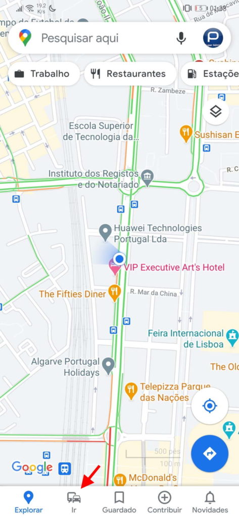Google Maps histórico rotas separador