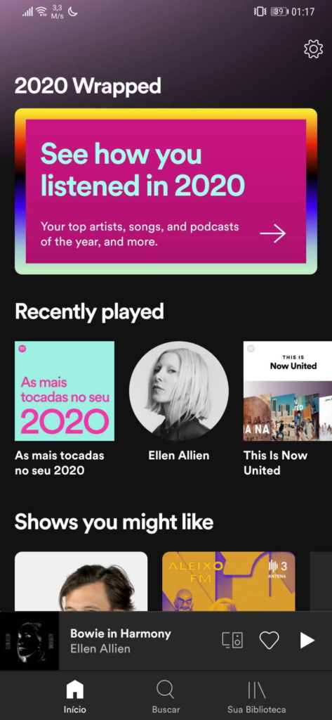 Spotify 2020 playlist música ano