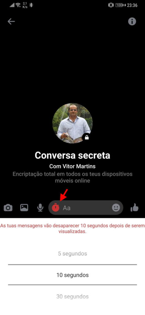 Messenger conversa secreta Facebook mensagens