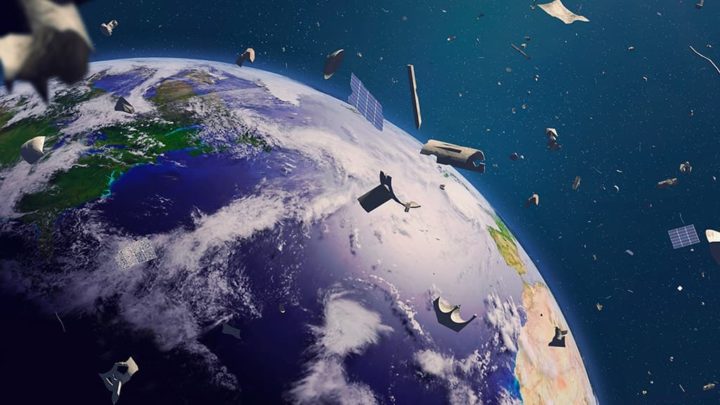 Ilustração do lixo espacial ao redor da Terra
