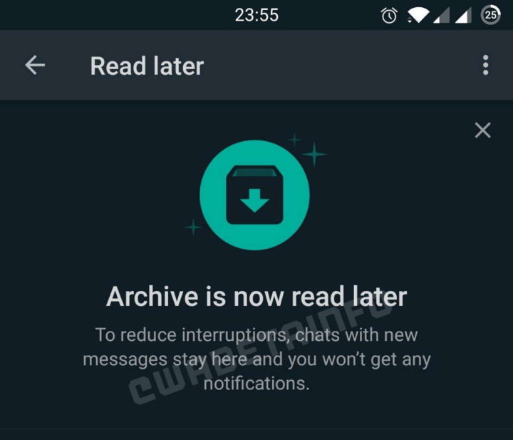 Los mensajes de archivo de WhatsApp se leen tarde