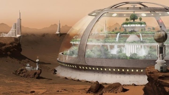 Ilustração de possível colónia em Marte