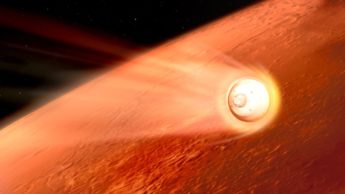 Imagem ilustração da entrada da Perseverance na atmosfera de Marte