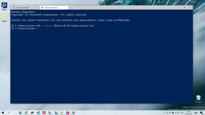 Windows 10 Linux backup Microsoft distribuição