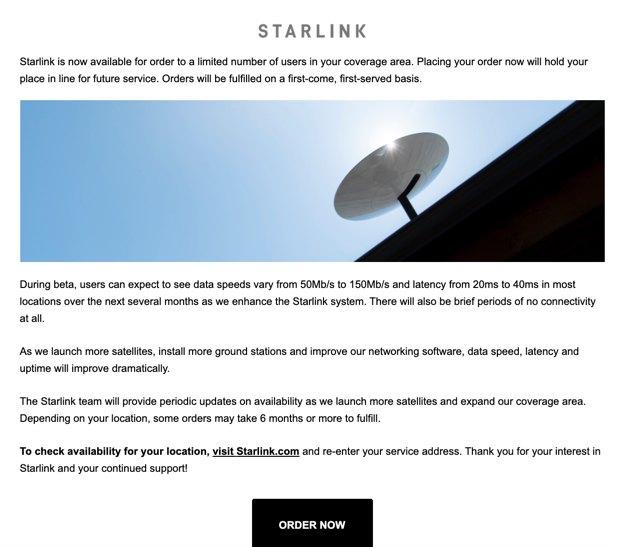 Portugal: Internet via Starlink por 100 euros por mês (+400€ de hardware)