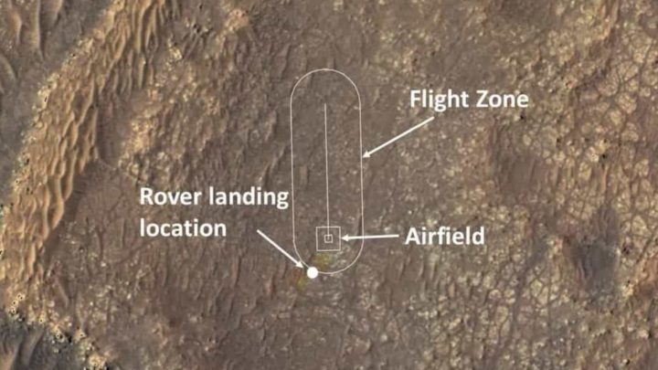 Imagem do local onde irá ser o aeródromo para o drone Ingenuity da NADA em Marte