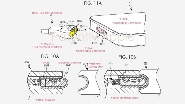 Imagem da nova patente Apple de uma porta MagSafe