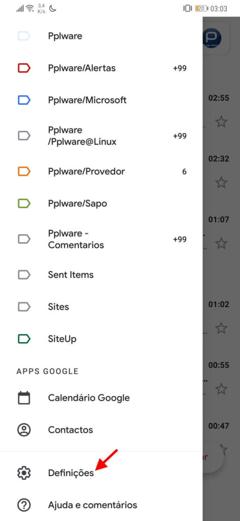 Gmail anexos Android opções imagens