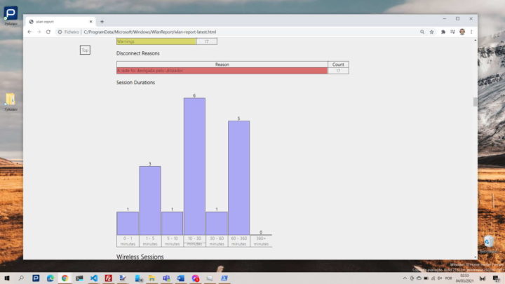 Windows 10 WiFi problemas relatório PC