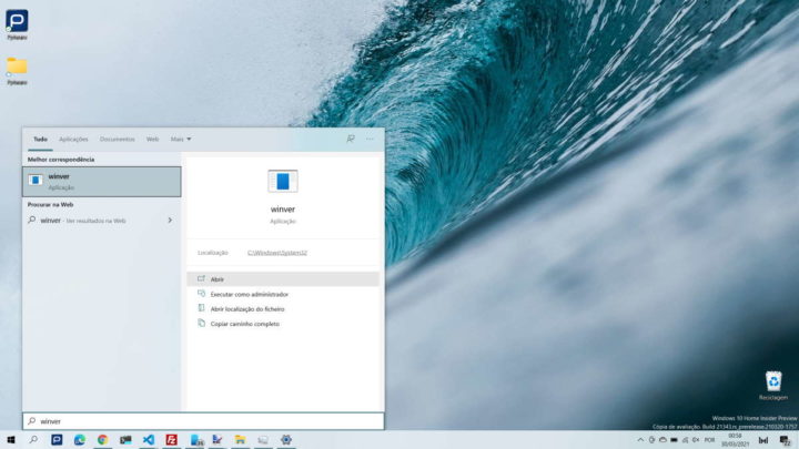 Windows 10 versão comando informação sistema operativo