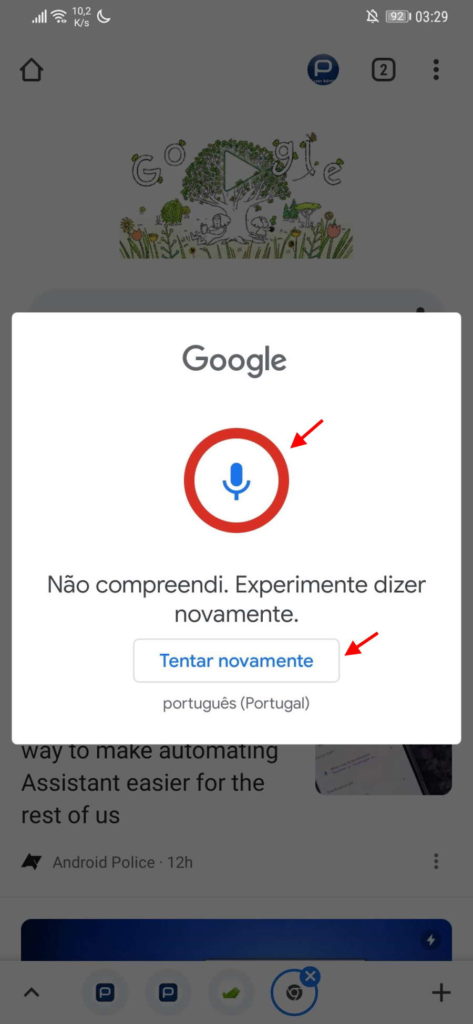 assistente Google Android Chrome pesquisa