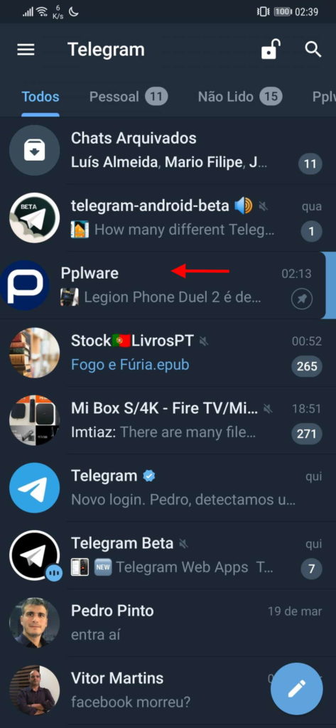 Telegram conversa silenciar simples grupo
