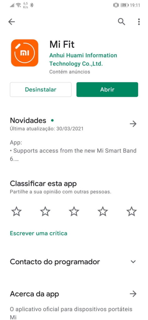 Xiaomi Mi Band 6 Mi Fit app smartband