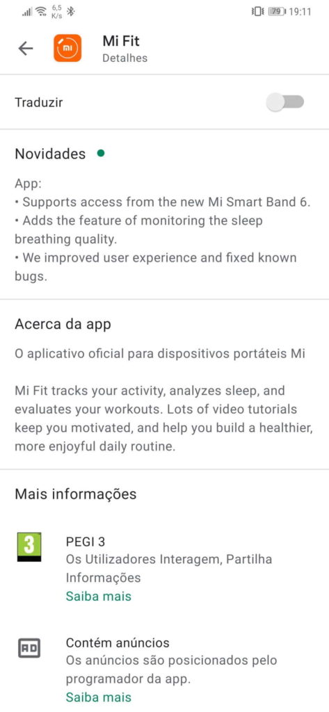 Xiaomi Mi Band 6 Mi Fit app smartband