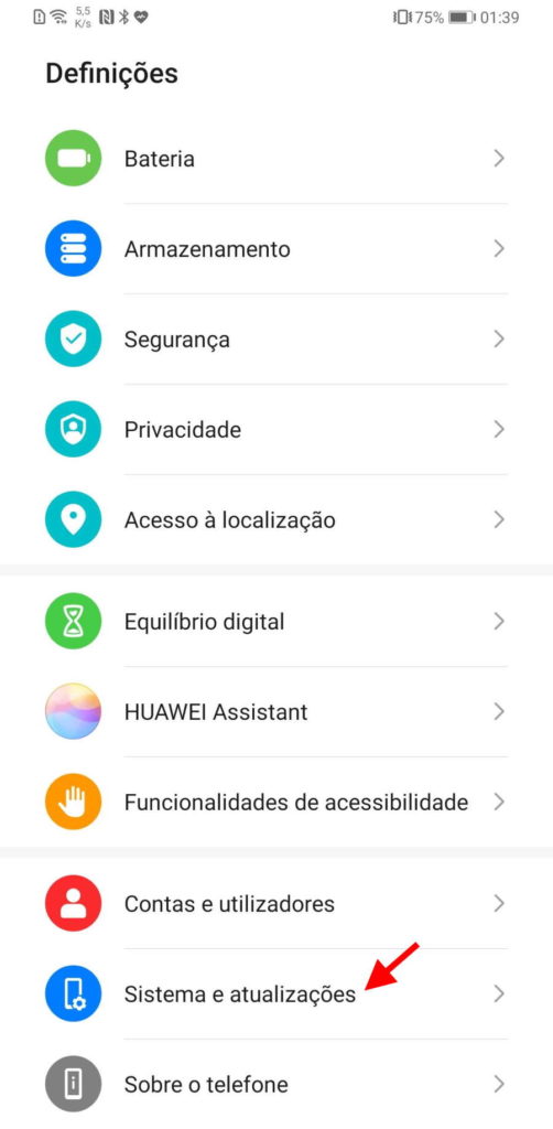 Huawei smartphone modo simples interface