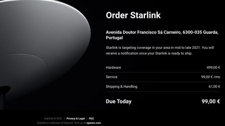 Internet da Starlink vai ter apenas um tarifário! 99 euros por mês...
